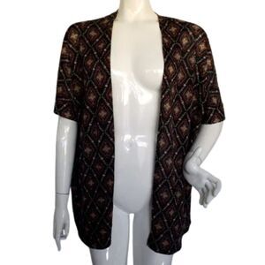 TORRID Cardigan, 2/2X Open Front Sweater, Diamond/Geo print, Polyester